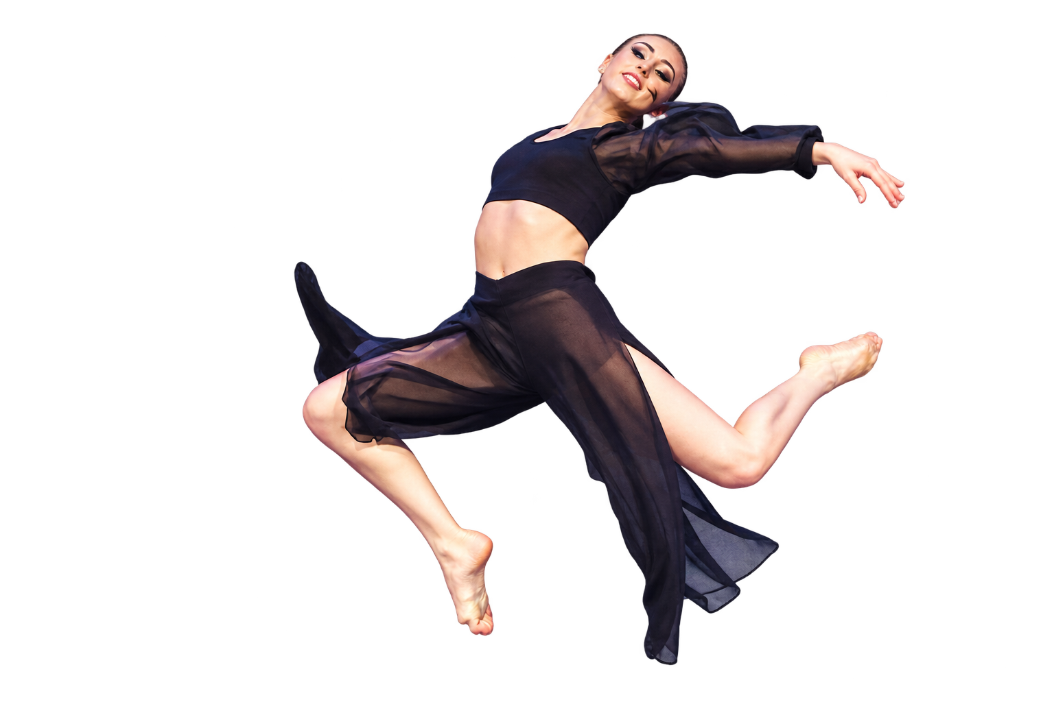 Bailarina de ANED en un salto durante la muestra
